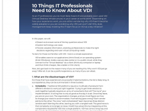 10 Things IT Professionals Need to Know About VDI
