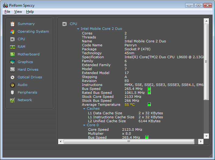 Each section in Speccy provides more information about that specific component. Each section in Speccy provides more information about that specific component.