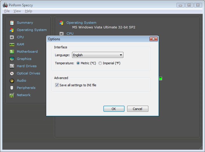 The options window allows you to customize the temperature units, and will be expanded to support many more settings. The options window allows you to customize the temperature units, and will be expanded to support many more settings.