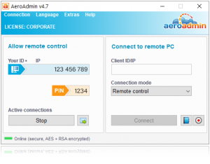 AeroAdmin main window